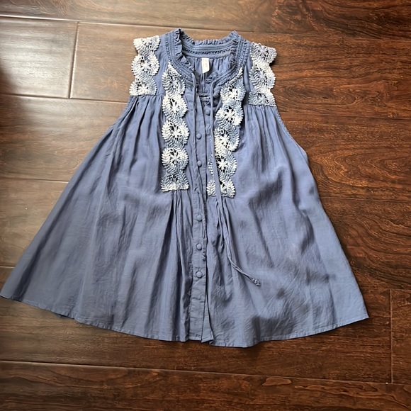 Free People Embroidery Trim Button Front Top - Picture 6 of 8